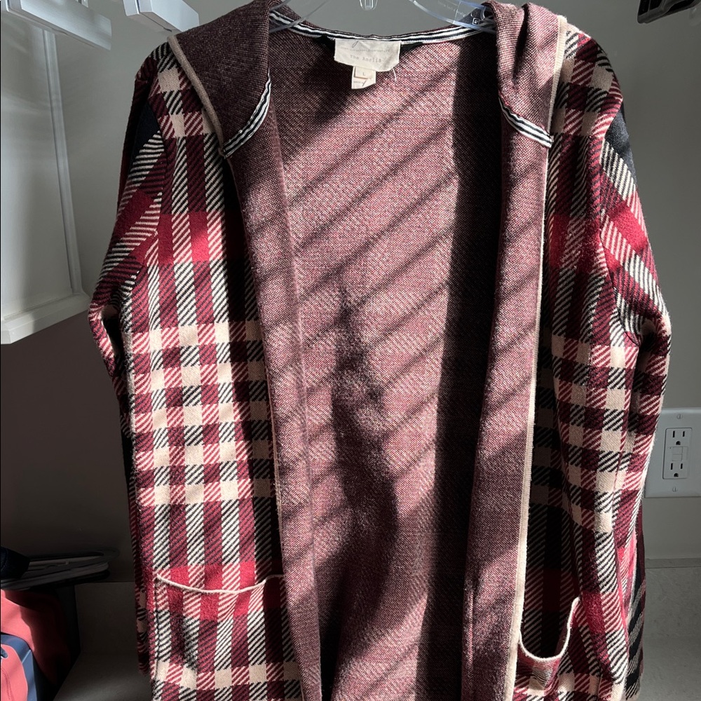 Evy's Tree Checkered Cape - Burgundy, Black, and Cream